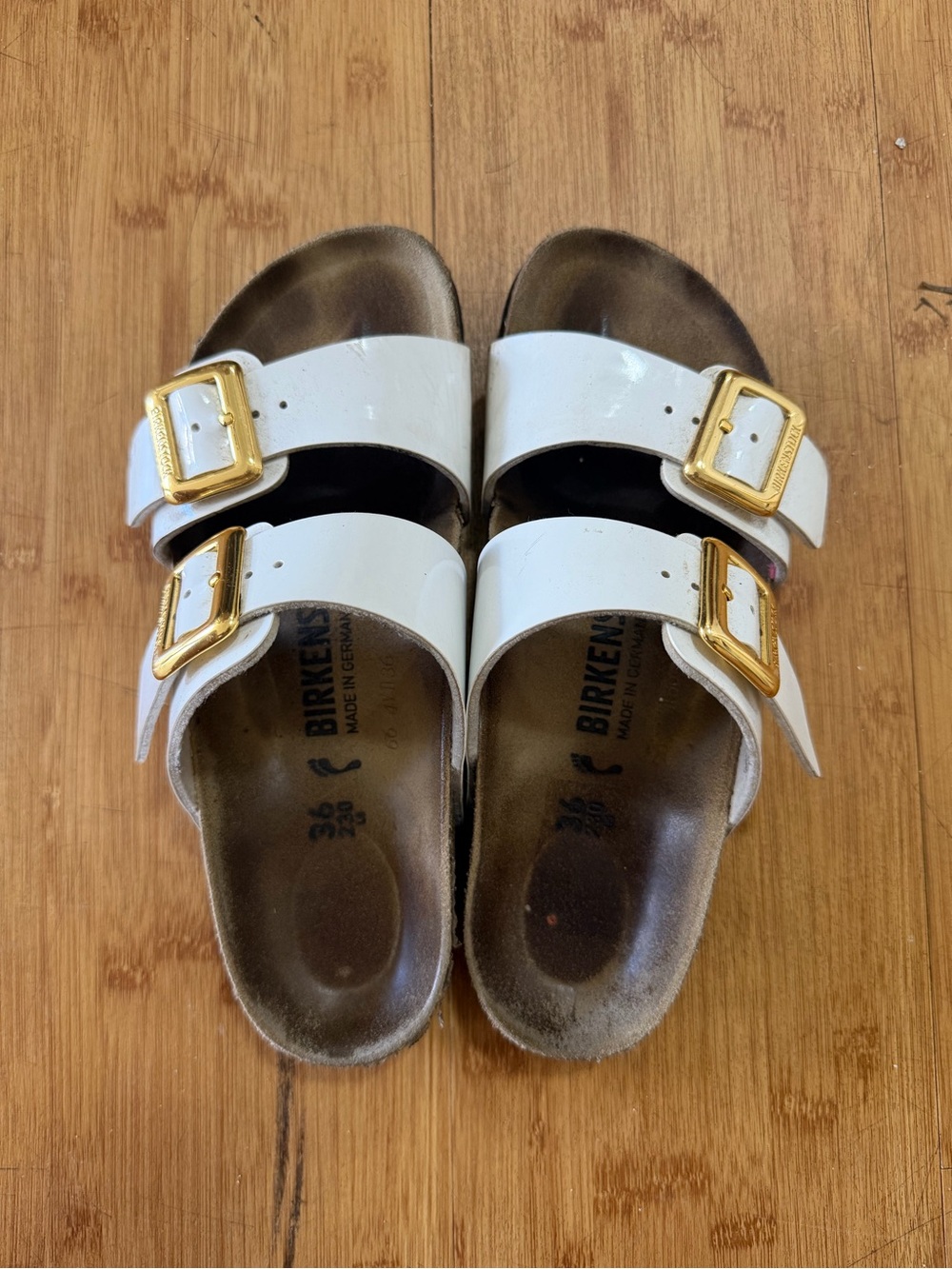 Birkenstock White Arizona Big Buckle Sandals
